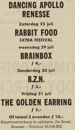 Golden Earring show Ad July 31, 1970 Renesse - Dancing Apollo
